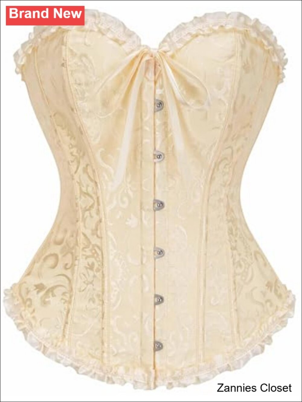 ✨ Corset Top 14-Bone Overbust Sweetheart Neck Back Lace Up Waist Cincher Bustier